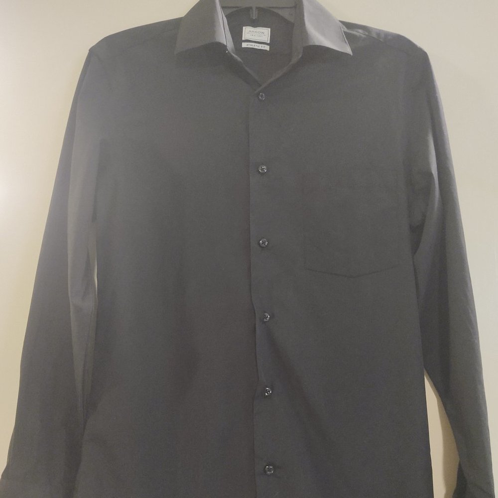 Mens Black Long Sleeve Button Up Dress Shirt